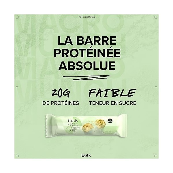 Bulk Barre Protéinée Macro Munch, Chocolat Blanc Pistache, 12 x 62 g