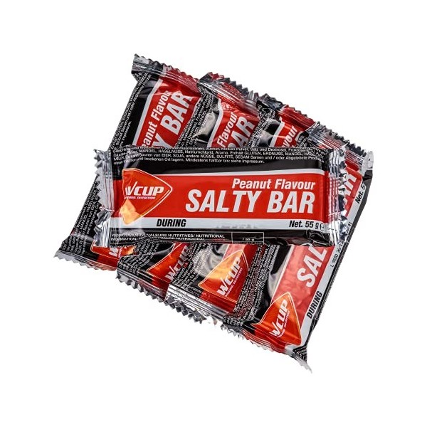 wcup salty bar, lot de 19+2 barres énergétiques aux cacahuètes salées