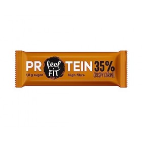Feel FIT Protein 35% Crispy Carmel Barre protéinée - 14 g de protéines par barre, sans sucre ajouté, 40 g