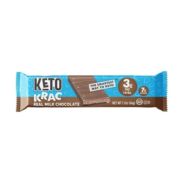 hrewd Food Milk Chocolate Keto Krac Bar - High Protein Keto Snacks, Low Carb Chocolate, 7g Protein, 3g Net Carbs, Real Chocol