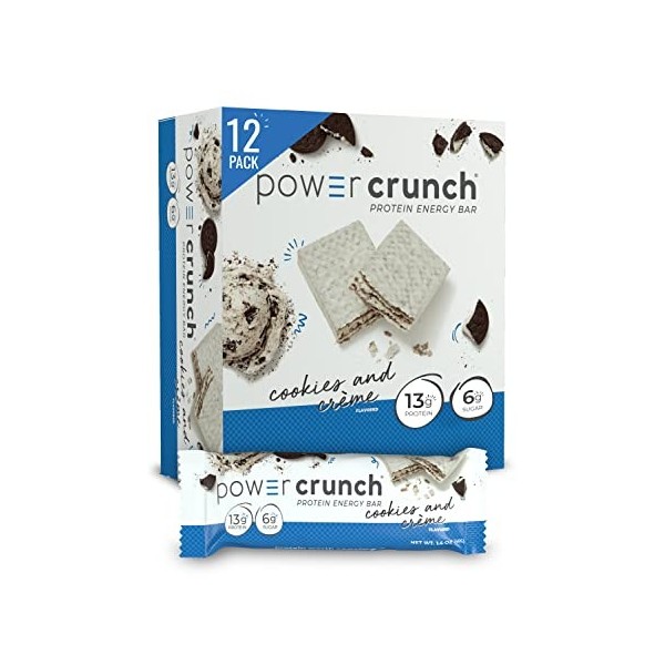 Power Crunch Protéines de haute à‰nergie Snack, biscuits et crème, barres de 39,7  gram lot de 12 