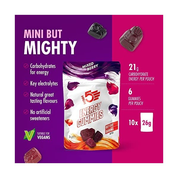 HIGH5 Energy Gummies Mixed Berries, 10x26g