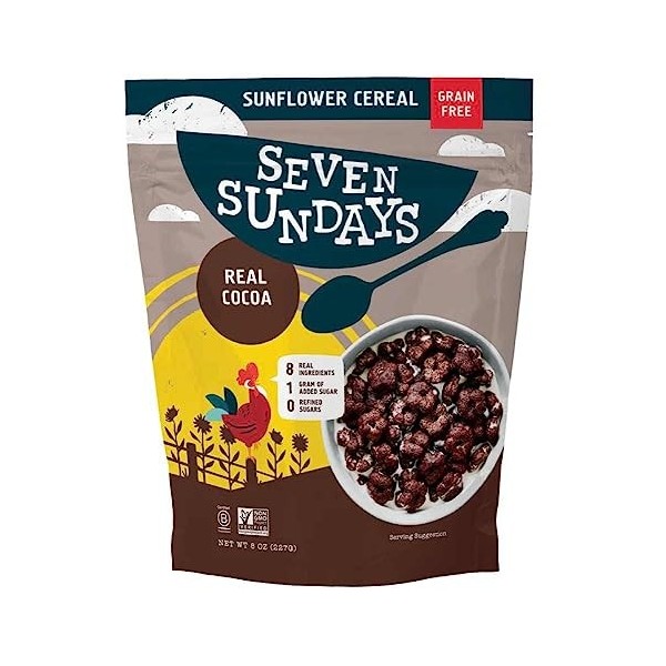 Seven Sundays Grain Free Cereal - Real Cocoa - 8 Oz Bag - Gluten and Grain Free, Paleo, Keto Friendly, No Refined Sugar, Vega