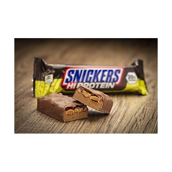 Snickers Haute Protéinée Barre 12 X 55g -Snack avec Caramel, Peanuts et Lait Chocolat - Contient 20g Protéinée