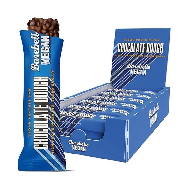 Barebells barre proteine vegan - 15g de proteine - Faibles en calories - Goût Chocolat intense - Boîte de 12 barres proteinée