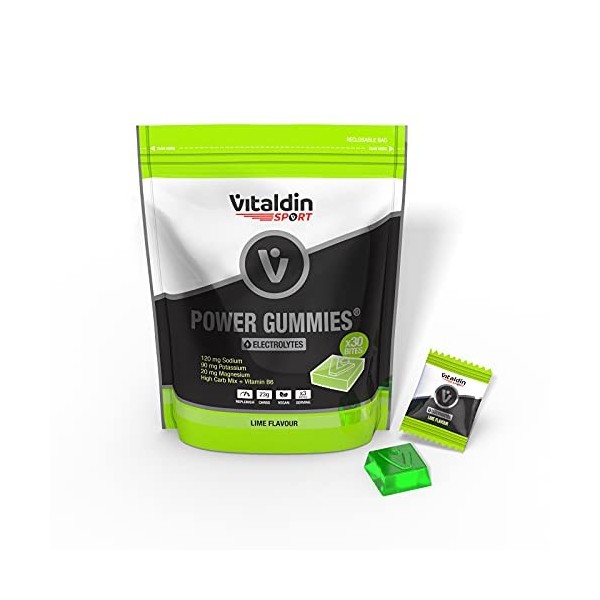 VITALDIN SPORT Power Gummies Electrolytes – Équilibre électrolytique –120 mg Sodium, 90 mg Potassium, 20 mg Magnésium par dos