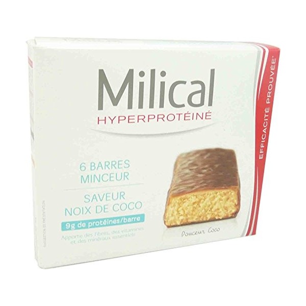 Milical 6 Barres Minceur Hyperprotéinées - Noix de Coco