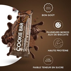 IronMaxx Cookie Bar Barre Protéinée avec morceaux de biscuits - Teneur élevée en protéines - Goût Chocolate Brownie - 12 x ba