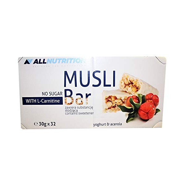 ALLNUTRITION Barre de Muesli avec L-Carnitine Source de Fibres Nutritives Vitamine D Fer Acide Folique Sans Sucre Ajouté Ener