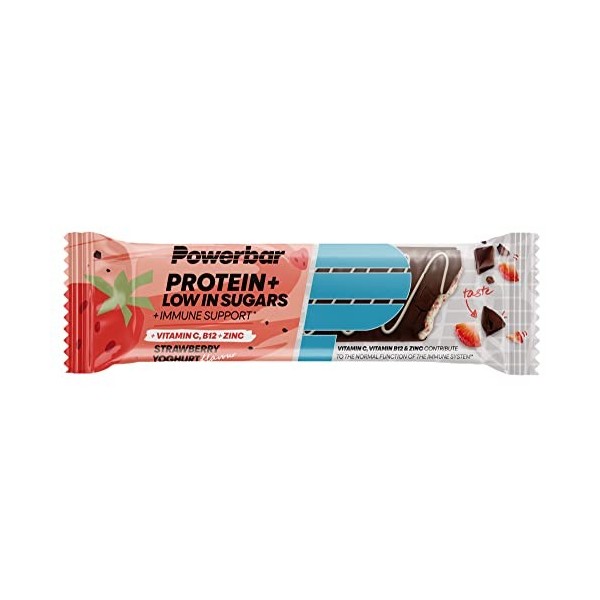 Powerbar Protein Plus Low Sugar + Immune Bar 16x35g Yoghourt aux fraises