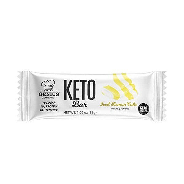 Genius Gourmet KETO Bars Iced Lemon Cake 10 bars