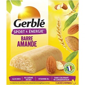 Gerblé Sport et Énergie, Barres énergétiques aux amandes et germe de blé, Riches en glucides et en vitamine B1, 6 Emballages 