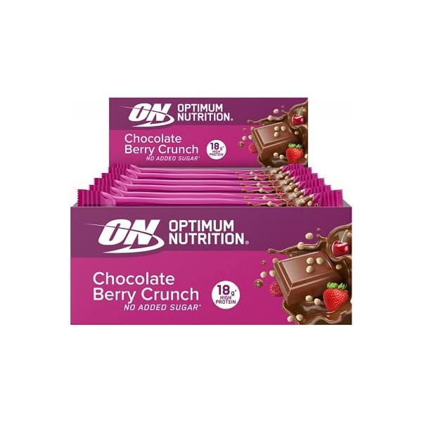 Optimum Nutrition Crunchy Protein Bar 12x55g Chocolat Baies Crunch