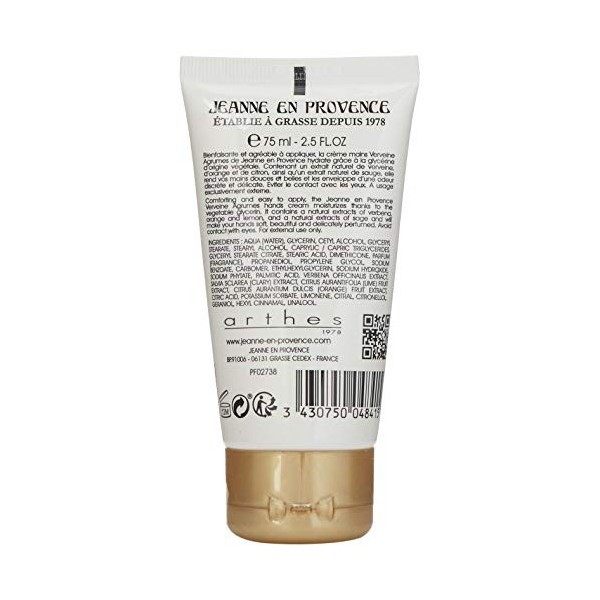 Jeanne en Provence - Crème Mains - Verveine Agrumes - Fabriqué en France - 75 ml