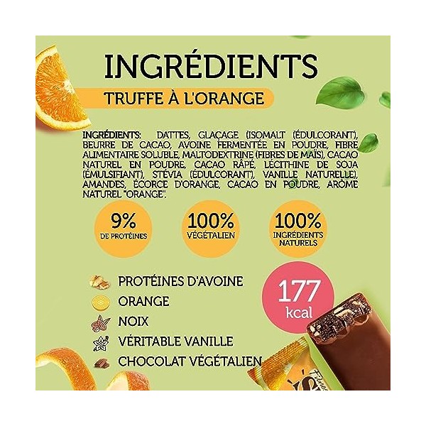 FitnesSHOCK Barres véganes Fitness bars Barres de fruits avec 9% de protéines davoine, Noix et Orange, 100% véganes et en ch