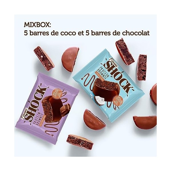 FitnesSHOCK Boîte à mélanger Brownie au chocolat biscuit sans ajout de sucre, avec 15% de protéines, faible en calories, des 