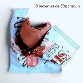FitnesSHOCK Brownie au chocolat biscuit dessert protéiné sans ajout de sucre, avec 15% de protéines, faible en calories, des 