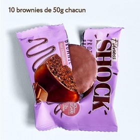 FitnesSHOCK Brownie au chocolat biscuit dessert protéiné sans ajout de sucre, avec 15% de protéines, faible en calories, des 
