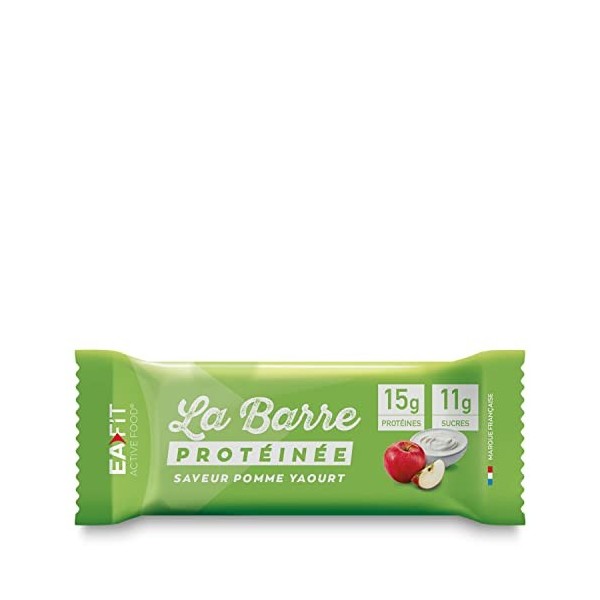 EAFIT La Barre Protéinée - Saveur Pomme Yaourt - Enrobée de chocolat au lait - 15g de protéines par barre - 5,5g de MG - faib