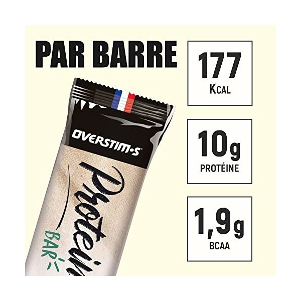 Overstim.s - BARRE PROTEINEE 12 barres - Barre riche en protéines et BCAA - Récupération et régénération musculaire - 22% d