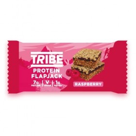 TRIBE Flapjack Lot de 12 barres de framboise à haute teneur en protéines 50 g – Végétalien, sans produits laitiers et sans gl