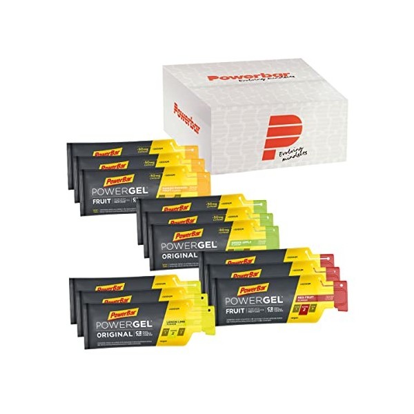 Powerbar PowerGel Multiflavour Box – Gels énergétiques à haute teneur en carbone + C2MAX + sodium