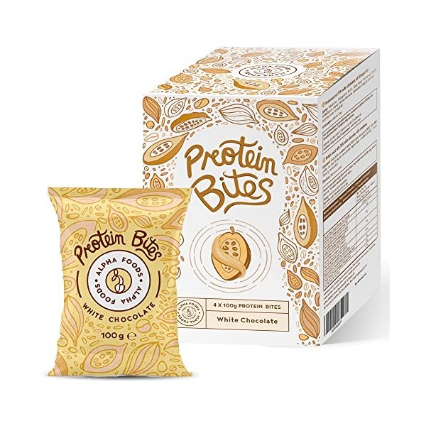 Protein Bites - Chocolat blanc & croustillants - 400g - Snack fitness avec 78% de chocolat blanc, beurre de cacao, soja et pr