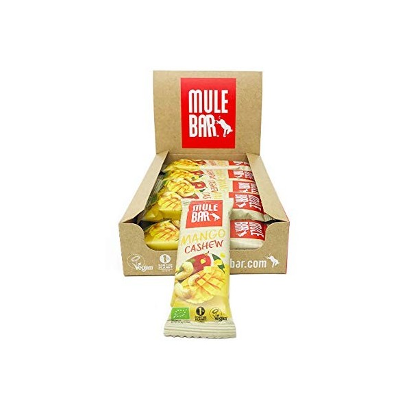 Mulebar - Boîte de 15 Barres Énergétiques Sport Bio et Vegan | Goût Mangue Noix de Cajou | 40 g