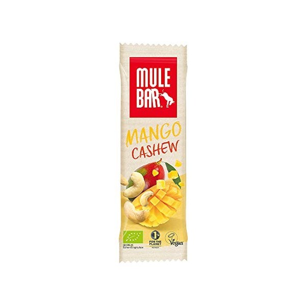 Mulebar - Boîte de 15 Barres Énergétiques Sport Bio et Vegan | Goût Mangue Noix de Cajou | 40 g