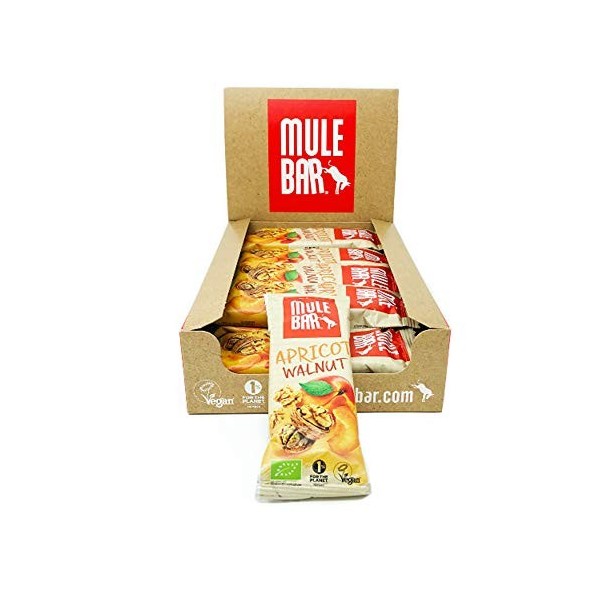 Mule bar - Boîte de 15 Barres Énergétiques Sport Bio et Vegan, Abricot Noix, 40 g