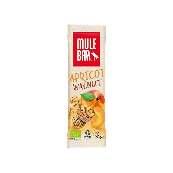 Mule bar - Boîte de 15 Barres Énergétiques Sport Bio et Vegan, Abricot Noix, 40 g