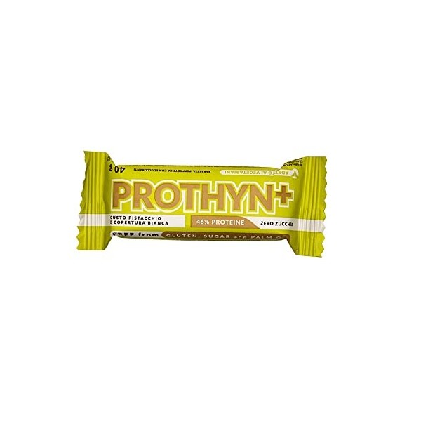 Barre hyperprotéique Prothyn+ Pistache et couvercle blanc 40 g.