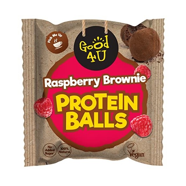 Good4U Lot de 3 paquets de boules protéinées pour brownie Framboise 40 g