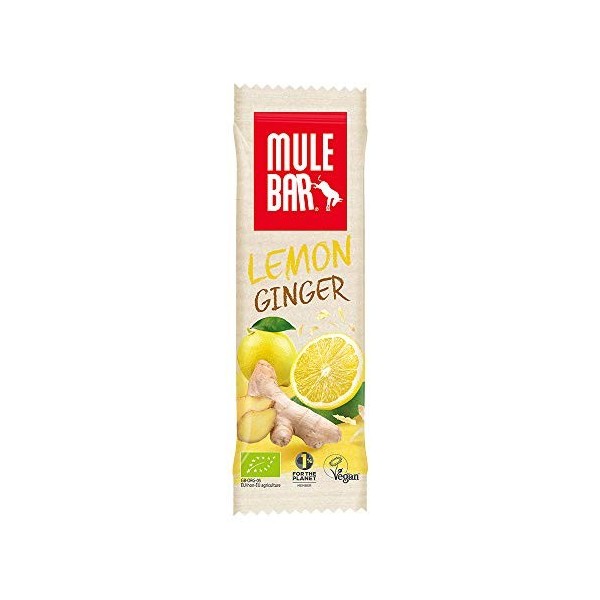 Mulebar - Boîte de 15 Barres Énergétiques Sport Bio et Vegan | Goût Citron Gingembre | 40 g