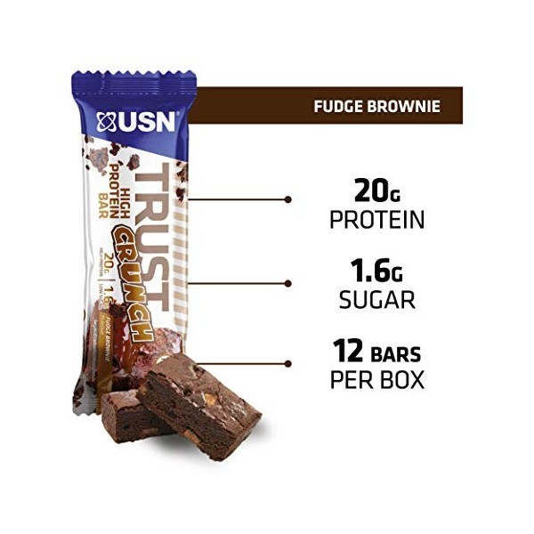 USN Lot de 12 Barres Trust Crunch Brownie 60g