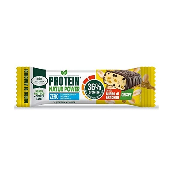 LAngelica Barre protéinée 36 % Natur Power Snack protéiné et brise faim 14 g à barre GOÛT BEURRE DARACHIDE 