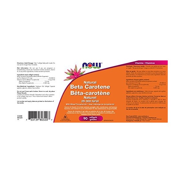 NOW Beta Carotene 25,000 IU 90gel