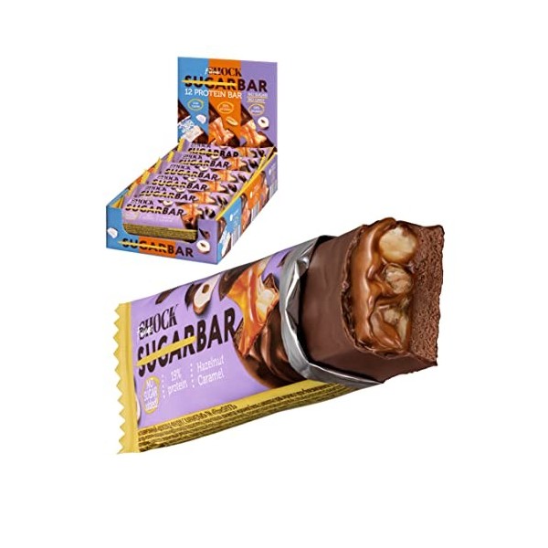 FitnesSHOCK Barres protéinées Protein Bar, Haut taux de proteins 19%, faible en glucides 5,5g , Barres fitness sans ajout de