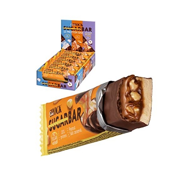 FitnesSHOCK Barres protéinées Protein Bar, Haut taux de protéines 20%, faible en glucides 5,5g , Barres fitness presque sans