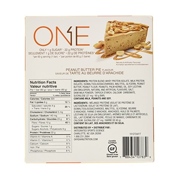 ONE PROTEIN BARS PROTEIN BARS PEANUT BUTTER PIE 12x60G