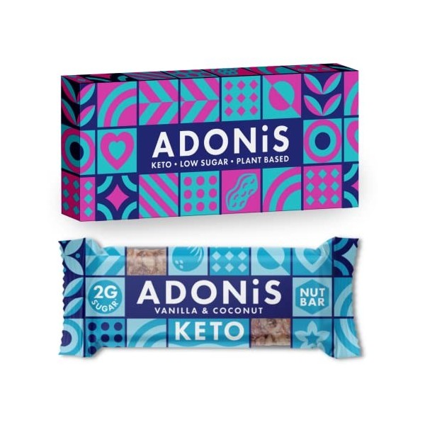 Adonis Low Sugar Bar - Barre aux Amandes et à la Vanille Sans Sucres Ajoutés | 100% Naturelle, Faible teneur en Sucre et Gluc