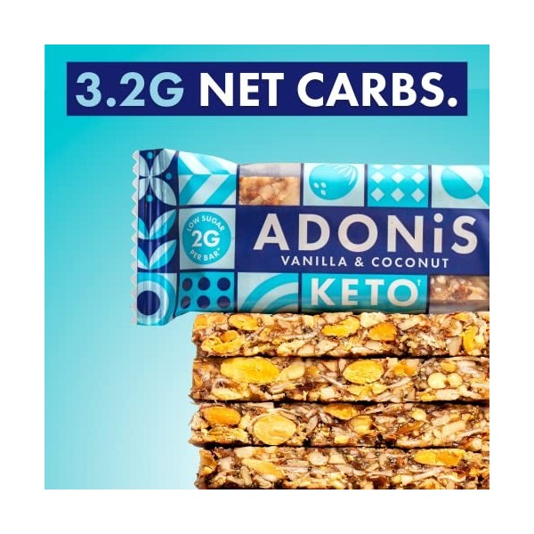 Adonis Low Sugar Bar - Barre aux Amandes et à la Vanille Sans Sucres Ajoutés | 100% Naturelle, Faible teneur en Sucre et Gluc