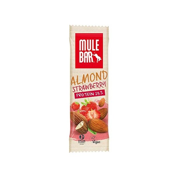 Barre protéinée Mulebar Amande - Fraise - 42g - Vegan - 25% de protéine