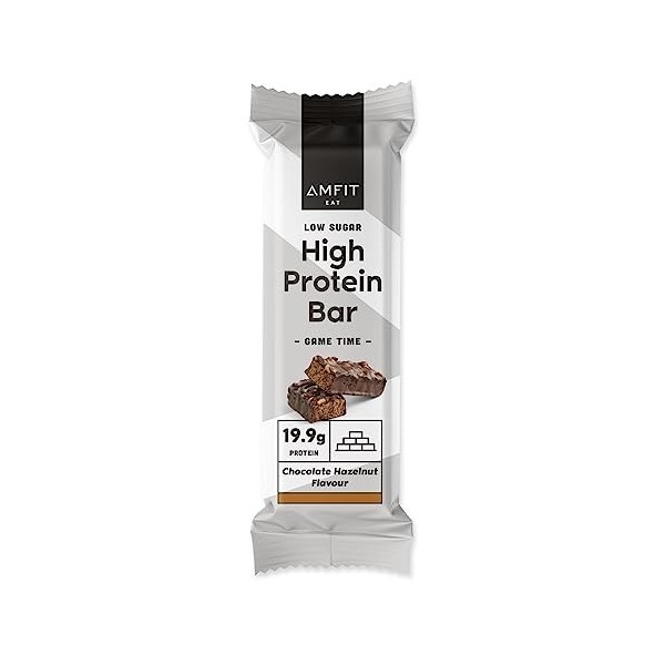 Marque Amazon - Amfit Nutrition Barres à faible teneur en sucres, riches en protéines - Saveur chocolat et noisette - 12 x 60