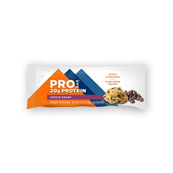 PROBAR - Barre protéinée de base, pâte à biscuits, sans OGM, sans gluten, 20 g de protéines, ingrédients alimentaires entiers