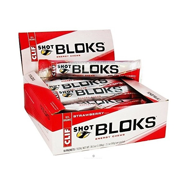 Clif Bar - Shot Bloks Gommes dénergie Fraise 60g Paquet de 5 