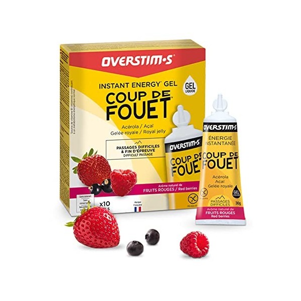 Overstim.s – Gel Coup de Fouet sachet 10 tubes – Gel énergétique pour le sport vélo, course à pied. - Energie instantanée