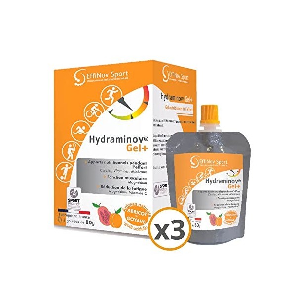 EFFINOV SPORT HYDRAMINOV GEL+ - Gel énergétique pour le sport - Gel Antioxydant - Performance et apports nutritionnels - Rédu