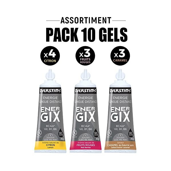 Overstim.s – Gel Energix 10 tubes – Gel énergétique pour le sport – Efforts endurance longue distance vélo, course à pied…