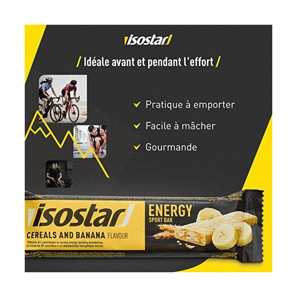 Isostar Barres Sport energy Banane - Lot de 30 Barres Nutritives energétiques - 30 x 40 g